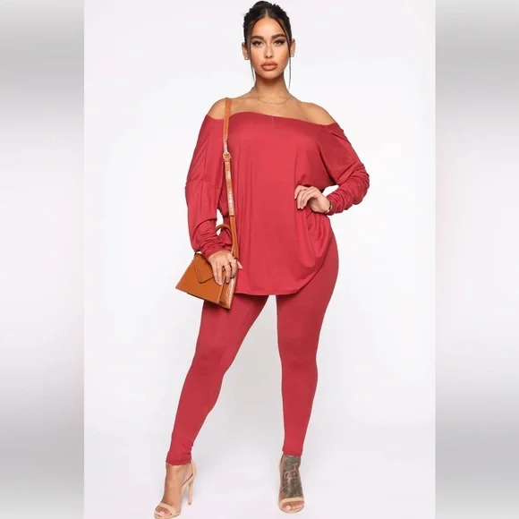 NEW Fashion Nova Don’t Get It Twisted Pants / Leggings in Mauve / Pinkish Red - Picture 3 of 8